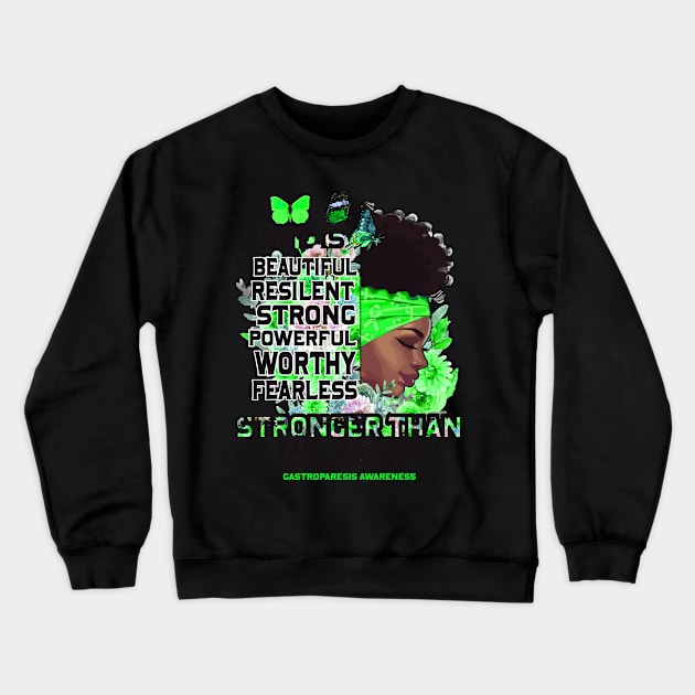 Gastroparesis awareness black girl she is beautiful stronger than storm Support Gift Crewneck Sweatshirt by Benjie Barrett